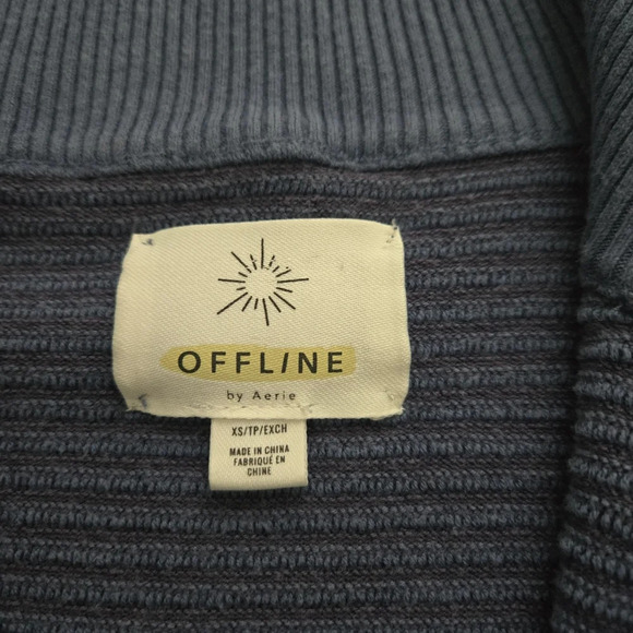NAVY BLUE OFFLINE BY AERIE HOME STRETCH QUARTER ZIP SWEATER SIZE XS - Picture 7 of 10